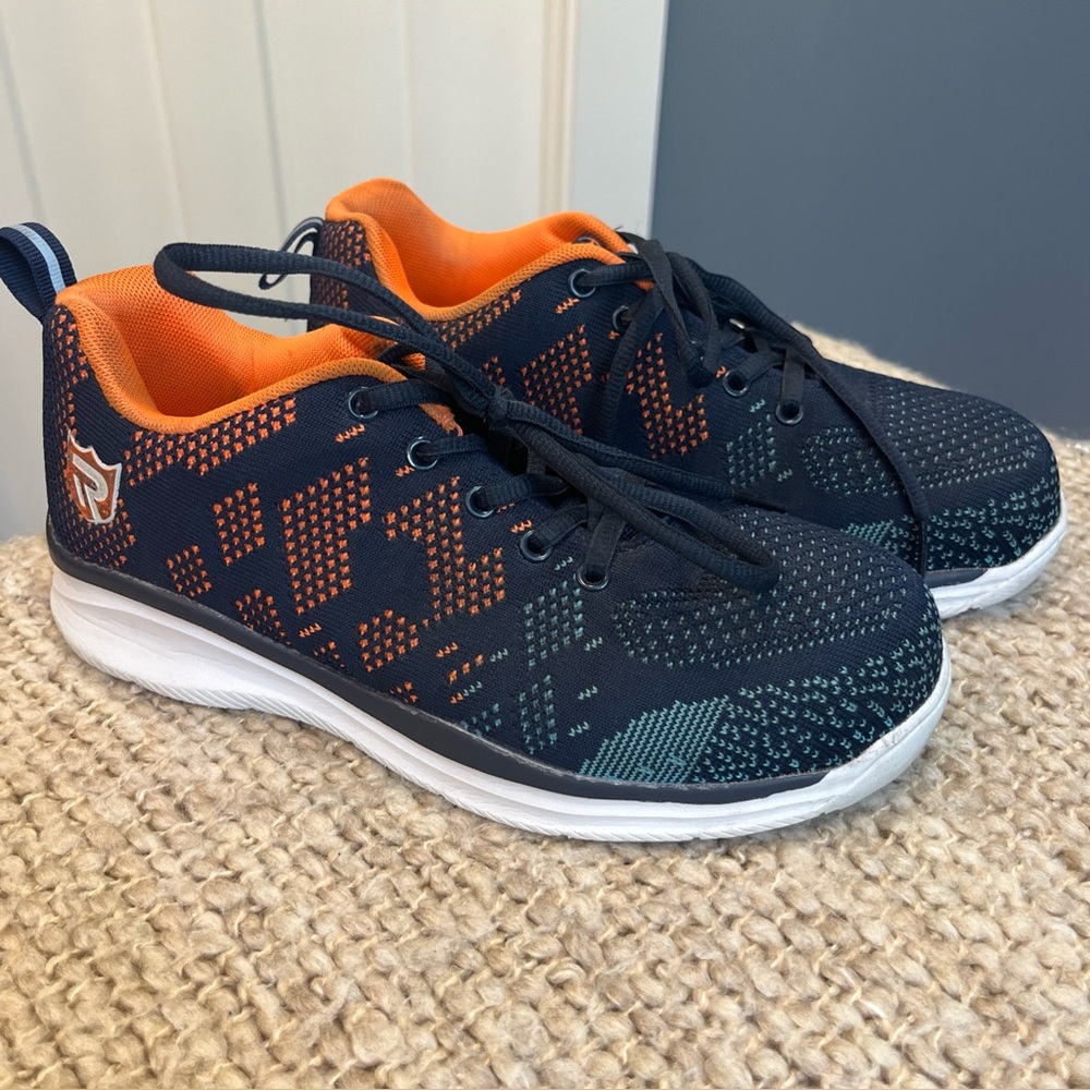 Larnmern Steel Toe Tennis Shoes Work Safety Navy Blue Orange Women’s Size 8‎